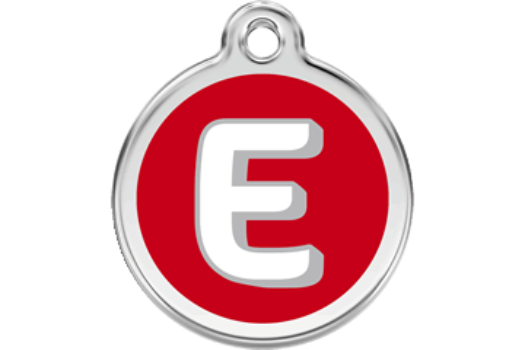 Red Dingo Red Alphabet Letter E Pet ID Tag