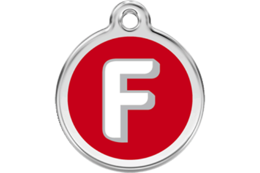 Red Dingo Red Alphabet Letter F Pet ID Tag