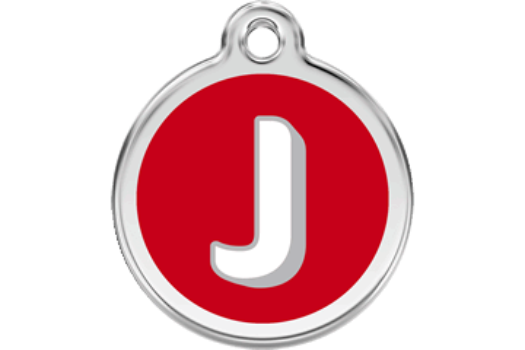 Red Dingo Red Alphabet Letter J Pet ID Tag