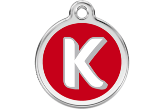 Red Dingo Red Alphabet Letter K Pet ID Tag
