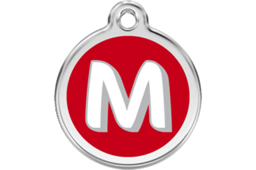 Red Dingo Red Alphabet Letter M Pet ID Tag