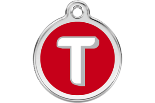 Red Dingo Red Alphabet Letter T Pet ID Tag