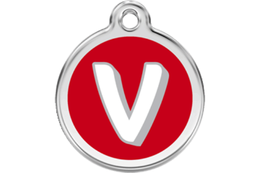 Red Dingo Red Alphabet Letter V Pet ID Tag