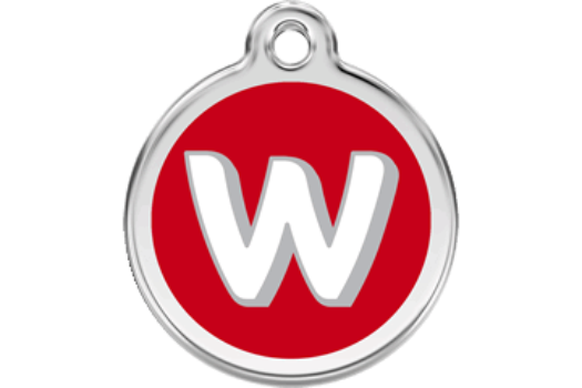 Red Dingo Red Alphabet Letter W Pet ID Tag