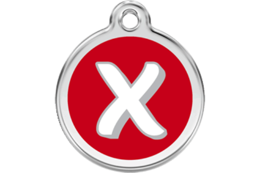 Red Dingo Red Alphabet Letter X Pet ID Tag