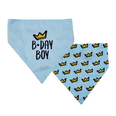 Barker's Bowtique Blue Birthday Boy Reversible Scrunchy Dog Bandana