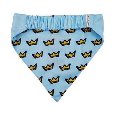 Barker's Bowtique Blue Birthday Boy with Crowns Reversible Scrunchy Dog Bandana