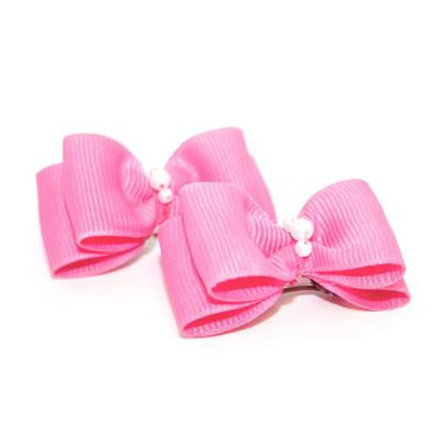 Barker's Bowtique Hot Pink on Grosgrain Ribbon Dog Hair Bows