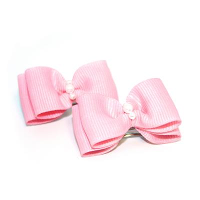 Barker's Bowtique Light Pink Grosgrain Ribbon Dog Hair Bows with French Clip