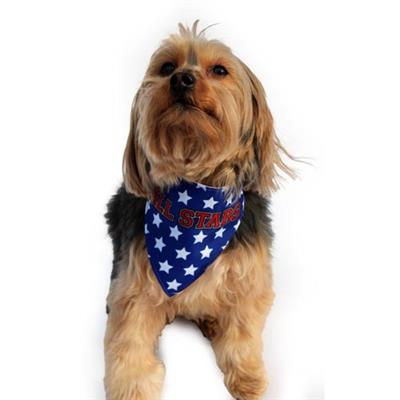 Dog Wearing Barker's Bowtique Patriotic Scrunchy Reversible Dog Bandana