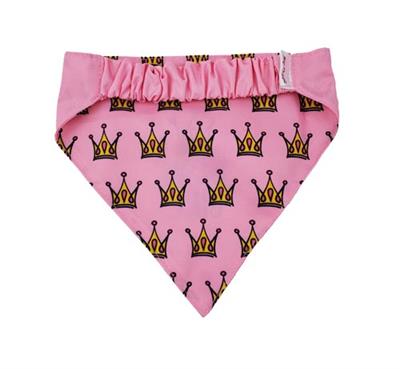Barker's Bowtique Pink Birthday Girl with Crowns Reversible Scrunchy Dog Bandana Back View