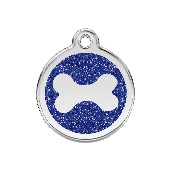 Red Dingo Dark Blue Bone Glitter Pet ID Tag