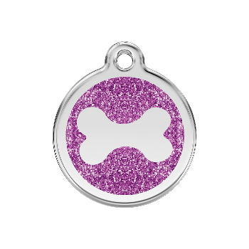 Red Dingo Purple Bone Glitter Pet ID Tag