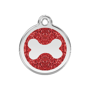 Red Dingo Red Bone Glitter Pet ID Tag