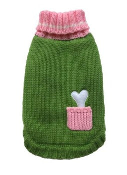 Dallas Dogs Green & Pink Bone on Board Dog Sweater