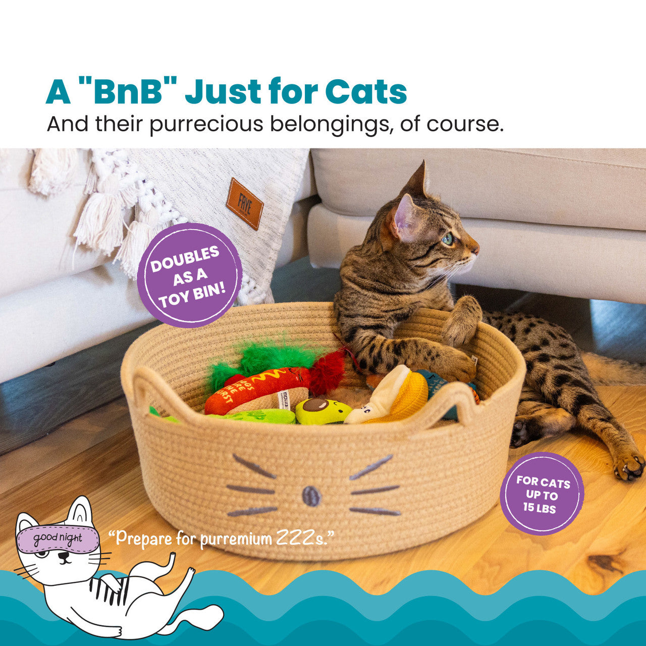 Cat Bed & Basket Retreat - Tan