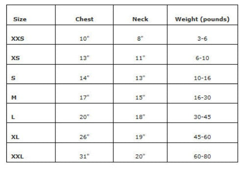 Doggie Design Hawaiian Dog Camp Shirt Size Chart