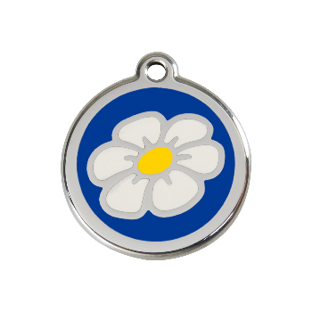 Red Dingo Dark Blue Daisy Pet ID Tag