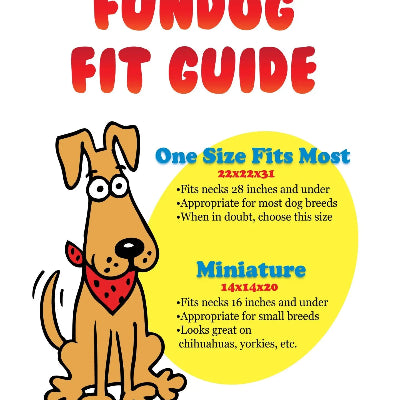 Cartoon dog illustration with 'Pundog Fit Guide' text on a white background