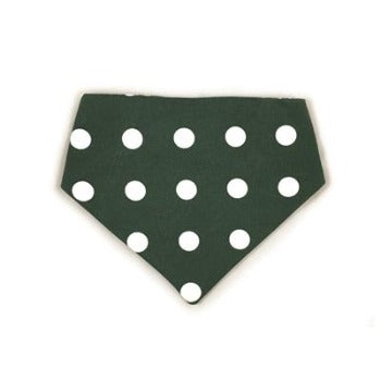 Uptown Pups Dark Green/White Houndstooth & Polka Dots Reversible Bandana