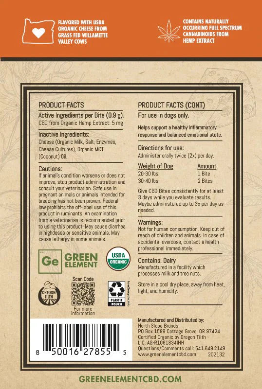 Green Element Organic Cheese CBD Cheese Bites
