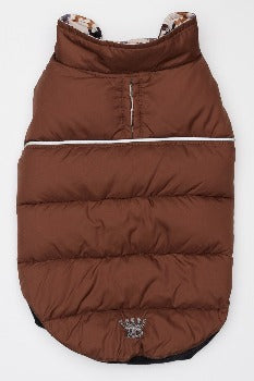 Hip Doggie Flex-Fit Reversible Puffer Vest - Brown/Houndstooth