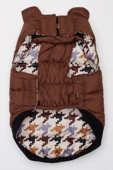 Hip Doggie Flex-Fit Reversible Puffer Vest - Brown/Houndstooth