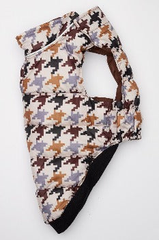 Hip Doggie Flex-Fit Reversible Puffer Vest - Brown/Houndstooth