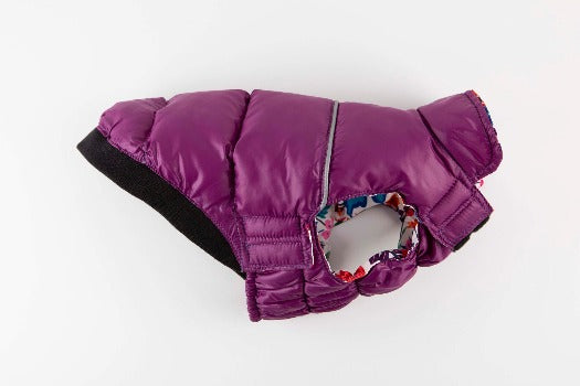 Hip Doggie Flex-Fit Reversible Puffer Vest - Purple/Floral