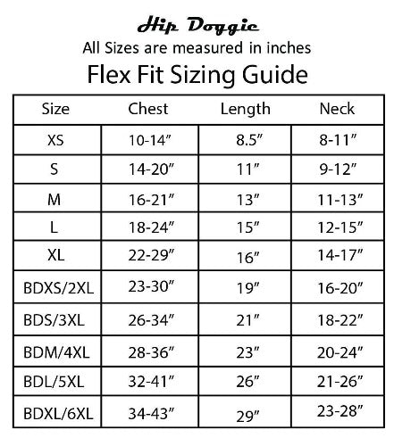 Hip Doggie Flex-Fit Reversible Puffer Vest Size Chart