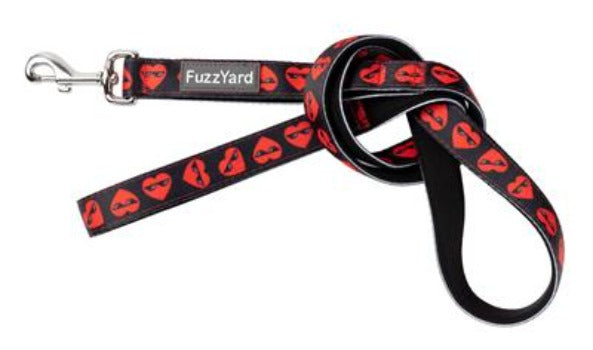 Fuzzyard Red Hearts on Black Heartbreaker Dog Leash