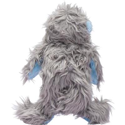 Plush toy resembling a furry creature with blue accents on a white background