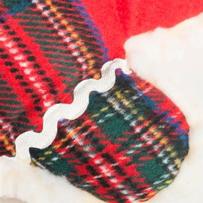 Close-up of a plaid pattern with a red background