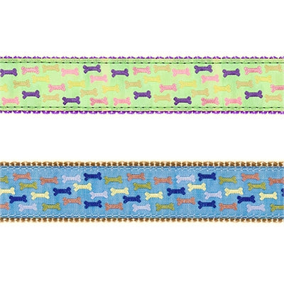 Preston Ribbons 1.25" Multi-Colored Dog Bones Collar & Leash Collection