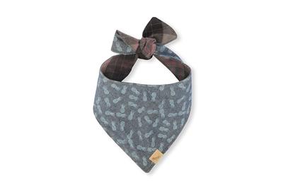 Gray bandana with a pattern and plaid bow on a white background