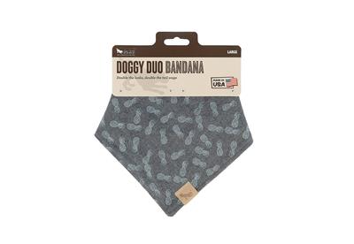 Doggy duo bandana with bone pattern on packaging