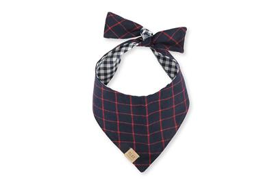 Plaid dog bandana with bow tie on a white background