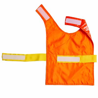 Orange safety vest Construction Worker pet costume with reflective stripes on a white background