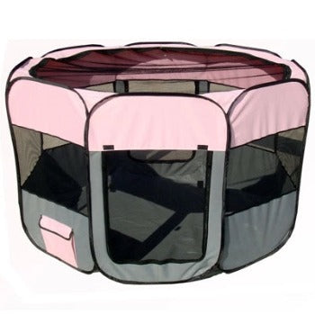 Pet Life Pink & Grey Lightweight Easy Folding Collapsible Travel Pet Playpen