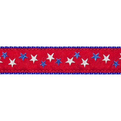 Preston Ribbons 3/4" Red Patriotic Stars Dog Collar & Leash Collection