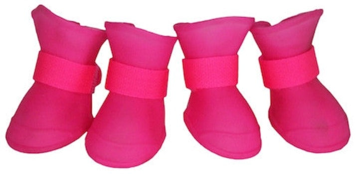 Pet Life ® Elastic Protective Multi-Usage All-Terrain Rubberized Dog Shoes-Hot Pink