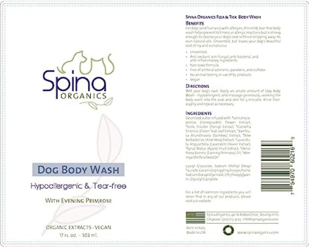 Spina Organics Hypoallergenic Dog Body Wash