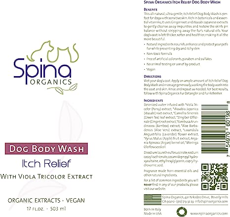 Spina Organics Itch Relief Dog Body Wash