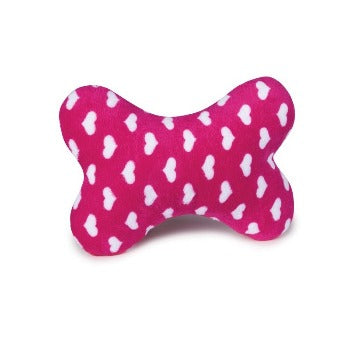 Zanies Pink with White Hearts Sweet Heart Softie Bone Dog Toy