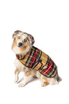 Dog Wearing Chilly Dog Tan Tartan Plaid Dog Coat