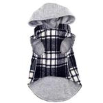 Weekender Dog Sweatshirt Hoodie - Black & White Plaid Flannel