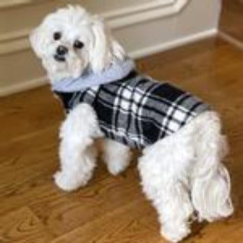 Weekender Dog Sweatshirt Hoodie - Black & White Plaid Flannel