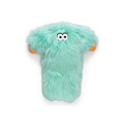 Plush toy with a green fuzzy texture on a white background
