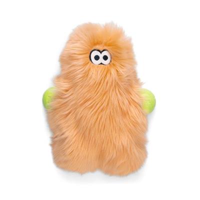 Plush toy with a fuzzy texture and googly eyes on a white background