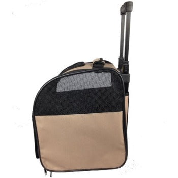 Pet Life Tan Wheeled Airline Approved Travel Pet Carrier W/ Side Pouch And Leash Holder